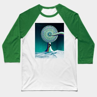 Mosaic Moon and Space Ski Baseball T-Shirt